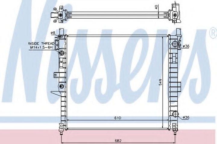 Радіатор MB ML W 163(98-)ML 270 CDI[OE 163 500 01 03] Nissens (62787A) - зображення 1