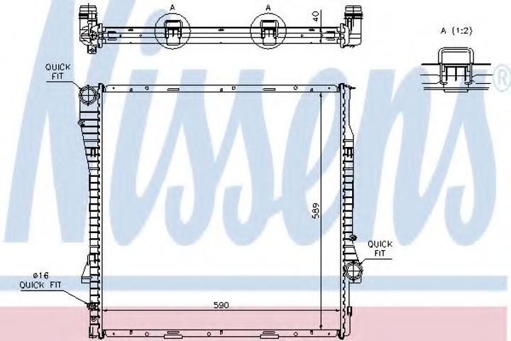 Радиатор BMW X5 E53(00-)X5 3.0d(+)[OE 1710.1.439.101] Nissens (60787A) - изображение 1