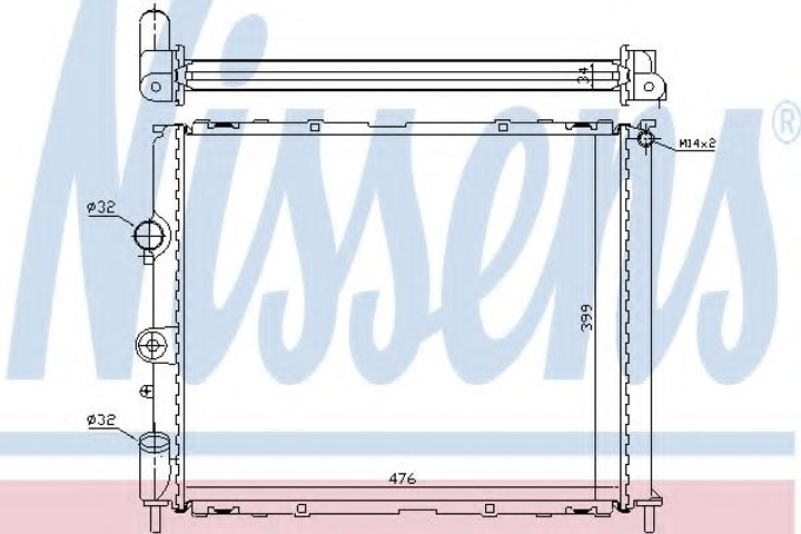 Радіатор RN CLIO II(98-)2.0 i 16V(+)[OE 77 00 836 303] Nissens (63768) - зображення 1