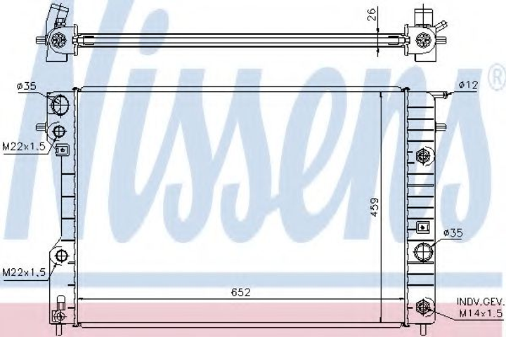 Радиатор OP OMEGA B(94-)2.0 i(+)[OE 1300 165] Nissens (63072A) - изображение 1