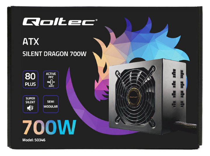 Блок питания Qoltec ATX Silent Dragon 700W 80 Plus Gaming (5901878503462) - изображение 3