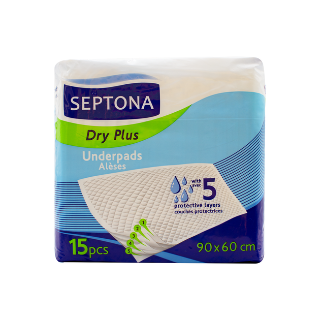 Пелюшки вологопоглинаючі Septona одноразові Dry Plus 60*90 15 шт - Фото 1 Пелюшки вологопоглинаючі Septona одноразові Dry Plus 60*90 15 шт - зображення 1