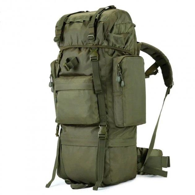 Армійський туристичний рюкзак із підсумками на 70 л, 65х16х35 см, Олива 8147 - зображення 1