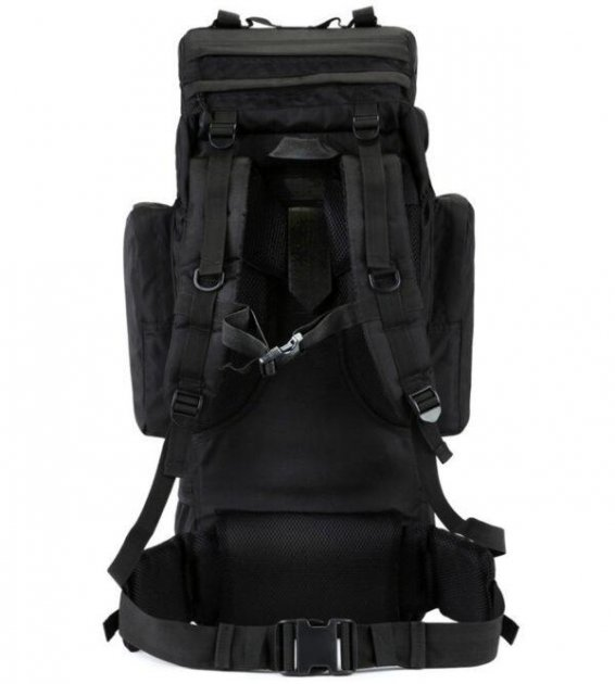 Армійський туристичний рюкзак із підсумками на 70 л, 65х16х35 см, Чорний 8147 - зображення 2