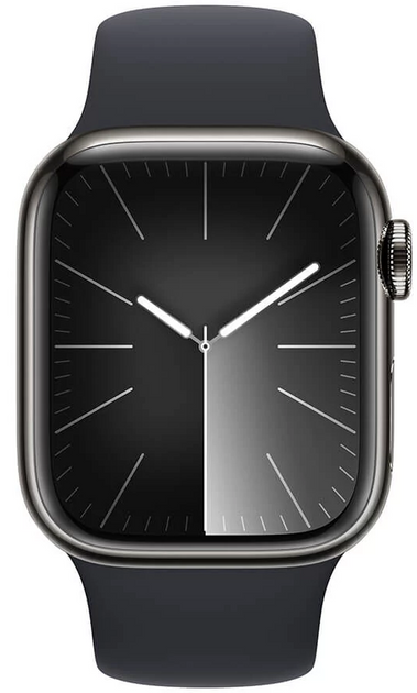 Смарт-годинник Apple Watch Series 9 GPS + Cellular 41mm Graphite Stainless Steel Case with Midnight Sport Band - M/L (MRJ93) - зображення 2