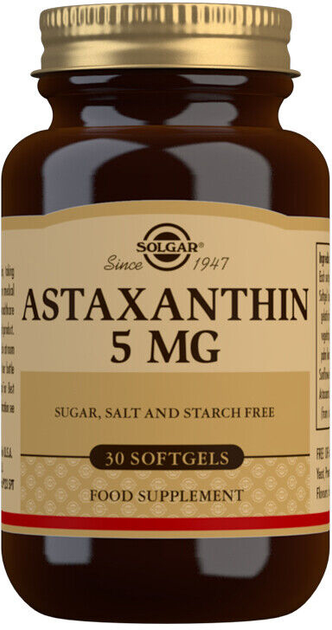 Suplement diety Solgar Astaxanthin 5MG 30 pereł (0033984000704) - obraz 1