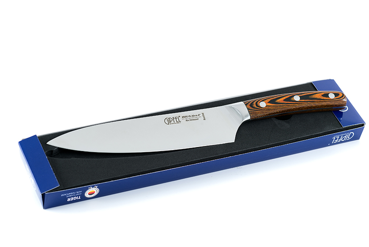 Gipfel нож поварской tiger 20 см ( x50cr15) ручка: нерж пластик сталь деревянный (6974) - изображение 1