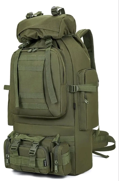 Великий тактичний рюкзак 100л Tacal-A4 з дадотковим підсумком. Колір Хакі. - зображення 1