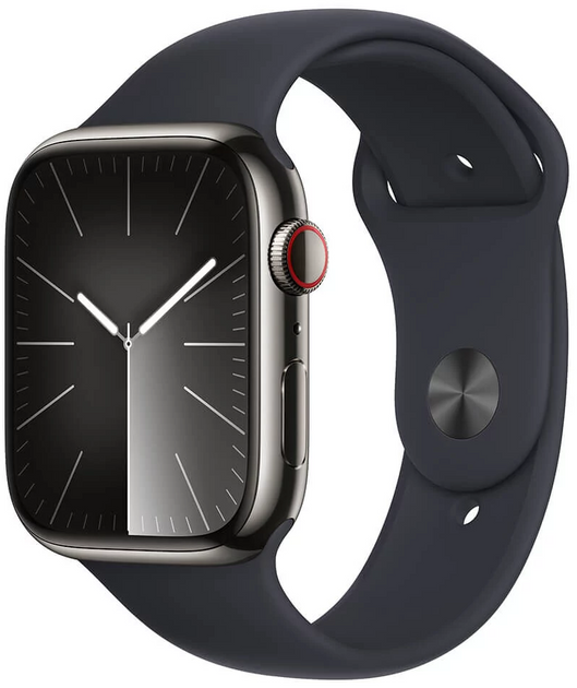 Smartwatch Apple Watch Series 9 GPS + Cellular 45mm Graphite Stainless Steel Case with Midnight Sport Band - M/L (MRMW3) - obraz 1