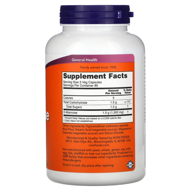 Д-Манноза NOW Foods (D-Mannose) 500 мг 240 шт - изображение 2