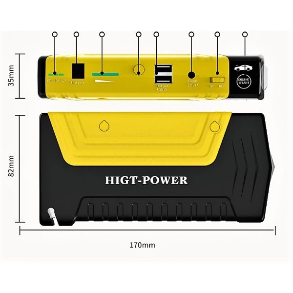 Пускозарядний пристрій для машини Повір банк 2хUSB Ліхтарик Car jump starter 20000mAh - зображення 4