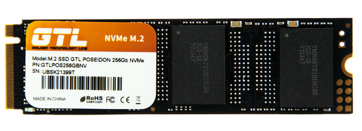 Твердотільний накопичувач M.2 256Gb, GTL Poseidon, PCI-E 4x, 3D TLC, 1800/1100 MB/s (GTLPOS256GBNV) - изображение 3