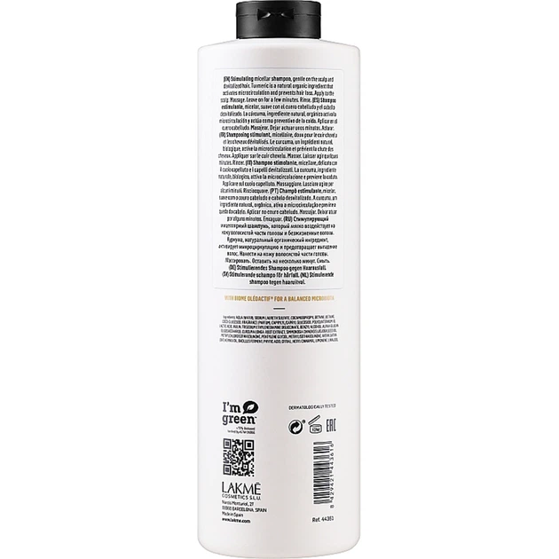 Міцелярний шампунь проти випадання волосся Lakme Teknia Scalp Care Vital 1000 мл 44361 - Фото 2 Міцелярний шампунь проти випадання волосся Lakme Teknia Scalp Care Vital 1000 мл 44361 - изображение 2