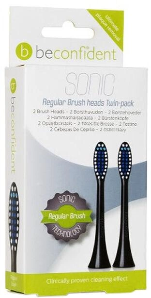 Насадки для електричної зубної щітки Beconfident Sonic Regular Brush Heads Black 2 шт (7350064168356) - зображення 1