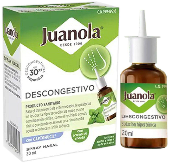 Spray do nosa Juanola Decongestant Nasal Spray 20 ml (8430992121971) - obraz 1