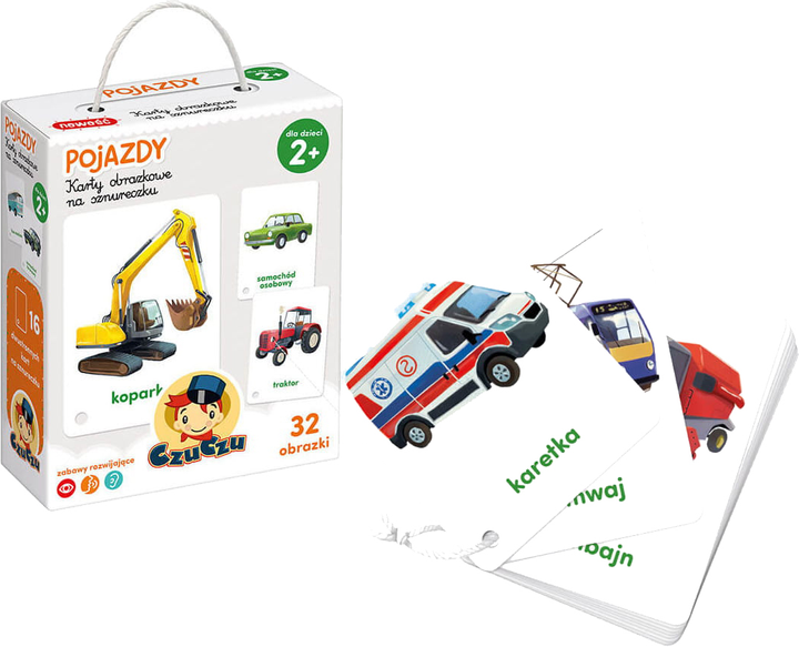 Картки дитячі CzuCzu Транспортні засоби на шнурку від 2 років 32 шт (9788366762152) - зображення 1