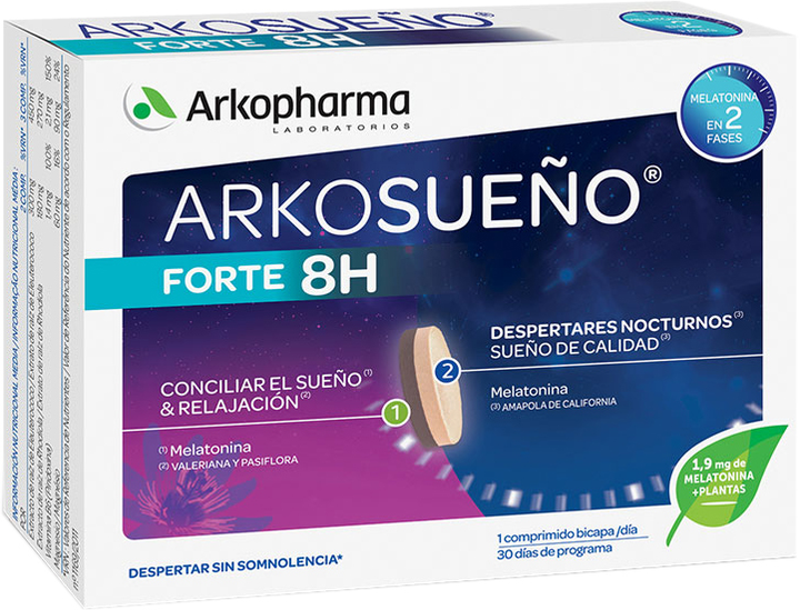 Suplement diety Arkopharma Arkorelax Sleep Forte 8H 30 Two-Layer tabletek (3578830114572) - obraz 1