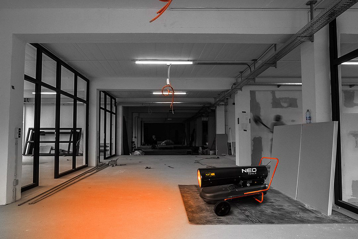 Теплова пушка газово-дизельна NEO Tools 90-082 теплова пушка 50 кВт, 1100м3/рік, прямий нагрів, 4.7л/рік, IPX4 - зображення 2