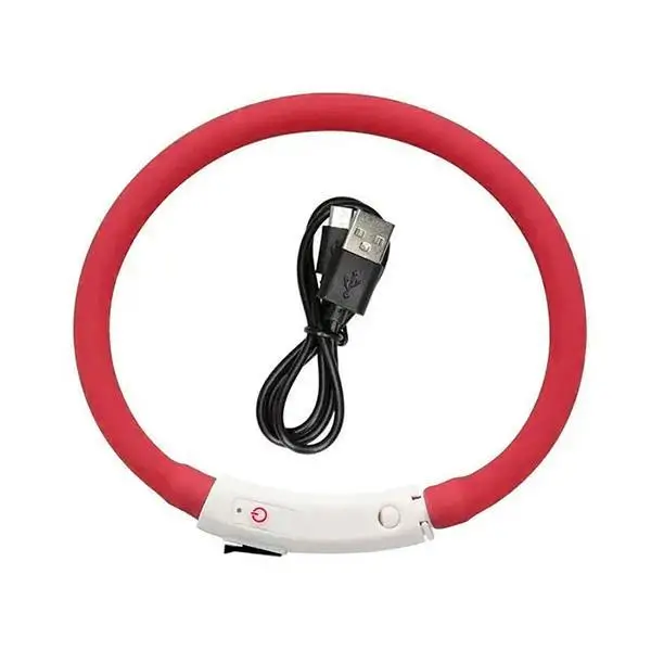 Нашийник з підсвіткою LED для собак з USB зарядкою 70 см L Червоний - зображення 2
