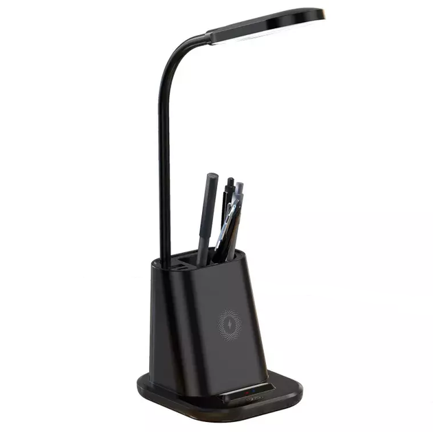 Лампа XO WX032 (pen holder, desk lamp, wireless charger) 3 in 1 25W wireless charger Black - зображення 1