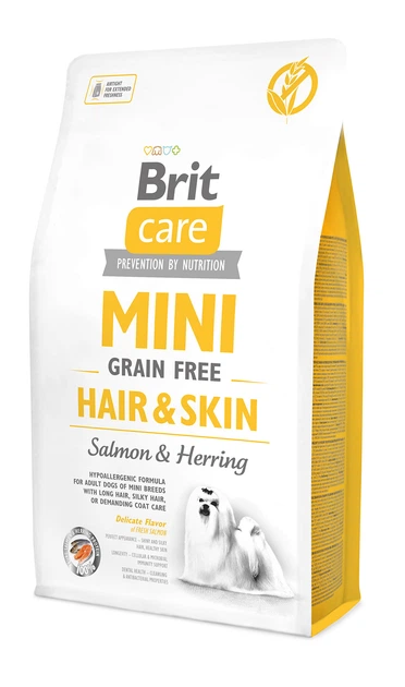 Сухий беззерновий корм з лососем та оселедцем Brit Care Mini Hair & Skin для собак мініатюрних порід 2 кг (8595602520220) - зображення 6
