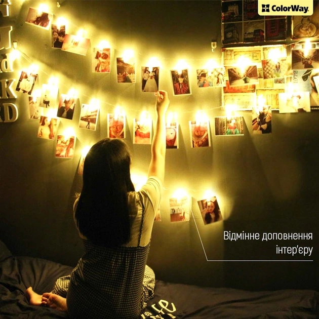 Светодиодная гирлянда ColorWay с прищепками для фото 20 LED/3M USB (CW-LCP-20L30BU) - Фото 10 Светодиодная гирлянда ColorWay с прищепками для фото 20 LED/3M USB (CW-LCP-20L30BU) - изображение 10