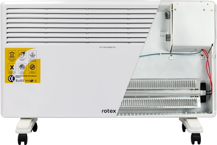 Конвектор электрический обогреватель 2 в 1 Rotex RCH21-X 2000 Вт 20м2 х-образный терморегулятор белый - изображение 4