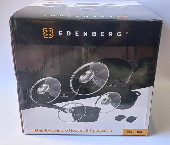 Набір каструль із гранітним покриттям EDENBERG EB-3984 10 предметів чорні - зображення 11