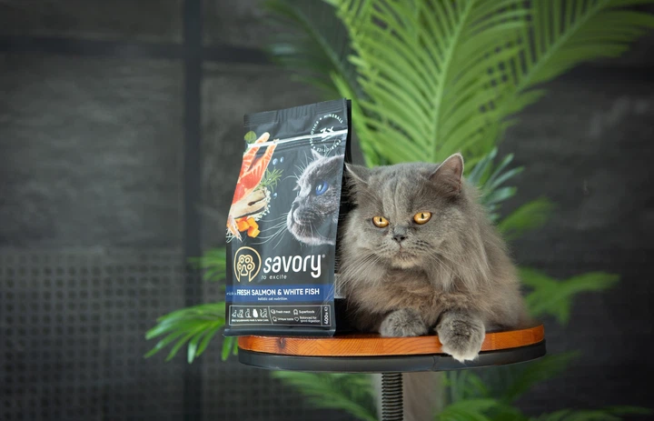 Сухий корм з лососем та білою рибою Savory Сейворі для довгошерстих котів 0,4 кг (4820232630013) - изображение 4