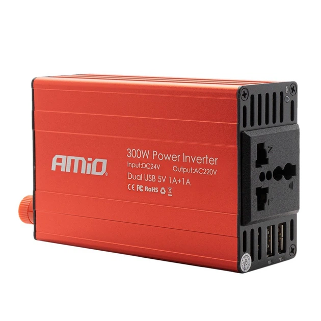 Преобразователь напряжения AMiO PI04 24В/230В 300Вт/600Вт 2xUSB - Фото 7 Преобразователь напряжения AMiO PI04 24В/230В 300Вт/600Вт 2xUSB - изображение 7