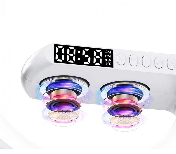 Настільна смарт лампа-нічник G-Smart RGB 15W Light Sound Machine з бездротовою зарядкою і Bluetooth-колонкою 3W біла (З годинником) - зображення 7