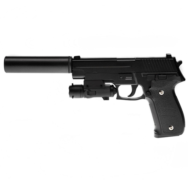 Страйкбольный пистолет Galaxy Sig Sauer 226 металл черный с глушителем - изображение 1