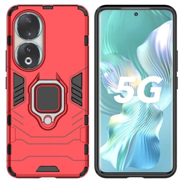 Чехол с подставкой Deexe Hybrid Case для Honor 90 - Red - изображение 2