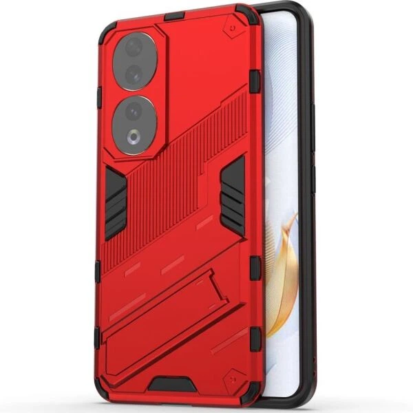 Защитный чехол с подставкой Deexe Bibercas для Honor 90 - Red - изображение 2