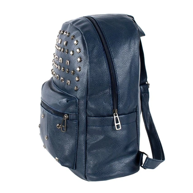 Рюкзак городской BackPack Заклепки Rivets Кожзам 30х23х12 см Синий (22471) - изображение 2