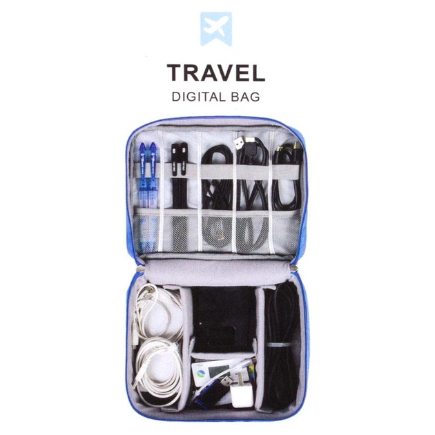 Органайзер для гаджетов и зарядных устройств Travel 24,5х18,5х10 см Синий (25164) - Фото 9 Органайзер для гаджетов и зарядных устройств Travel 24,5х18,5х10 см Синий (25164) - изображение 9
