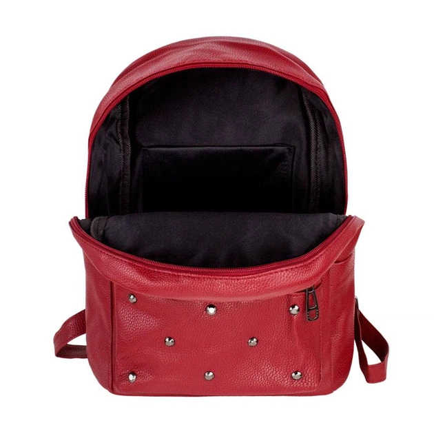 Рюкзак городской BackPack Заклепки Rivets Кожзам 30х23х12 см Красный (22472) - изображение 4