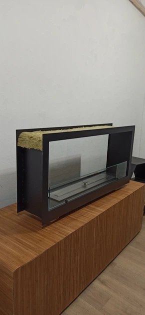 Біокамін вбудований тунельний рамочний 1000*580*250 мм. Чорний - изображение 5