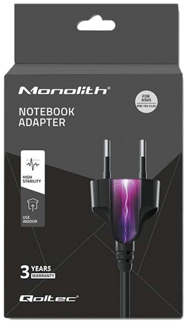 Zasilacz Qoltec do laptopa ASUS 19 V / 65 W Czarny (5901878517452) - obraz 4