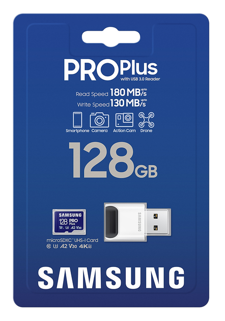 Karta pamięci Samsung Pro Plus SDXC 128GB Class 10 UHS-I U3 V30 + czytnik (MB-MD128SB/WW) - obraz 6