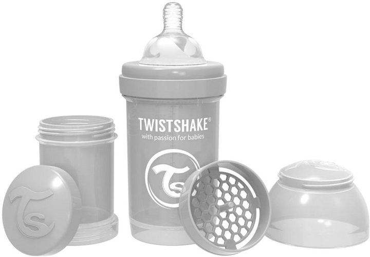 Пляшка для годування антиколікова Twistshake із силіконовою соскою 180 мл сіра (7350083122544) - зображення 1