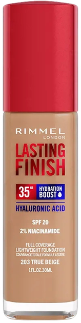 Тональна основа Rimmel Lasting Finish Hydration Boost 35 H 203 True Beige 30 мл (3616304825125) - зображення 1