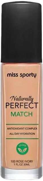Podkład Miss Sporty Naturally Perfect Match 100 Rose Ivory 30 ml (3616303417635) - obraz 1
