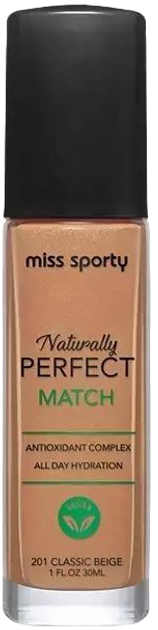 Тональна основа Miss Sporty Naturally Perfect Match 201 Classic Beige 30 мл (3616303417628) - зображення 1