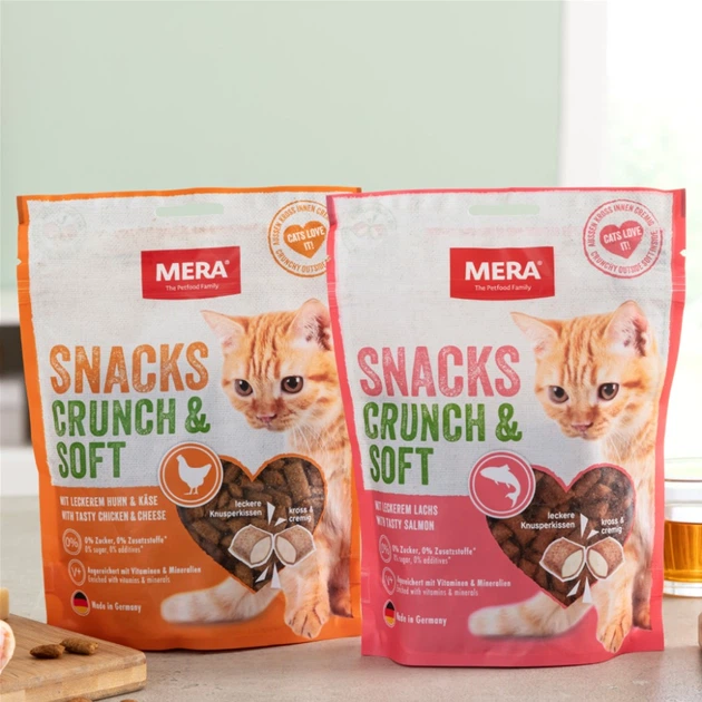 Лакомство Mera SNACKS Crunch & Soft Lachs снеки для котов с лососем 200 г (4025877833038) - изображение 3