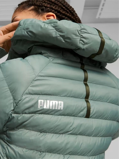 Куртка демисезонная удлиненная с капюшоном женская Puma Packlite 84940644 L Зеленая (4099683641330) - изображение 4