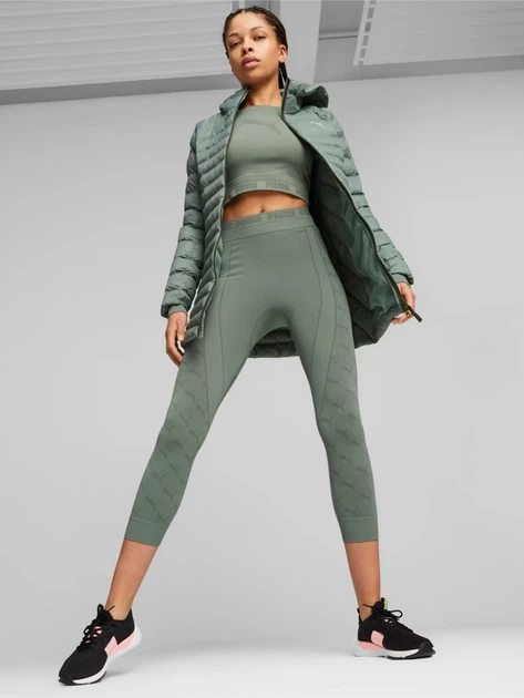Куртка демисезонная удлиненная с капюшоном женская Puma Packlite 84940644 L Зеленая (4099683641330) - изображение 5