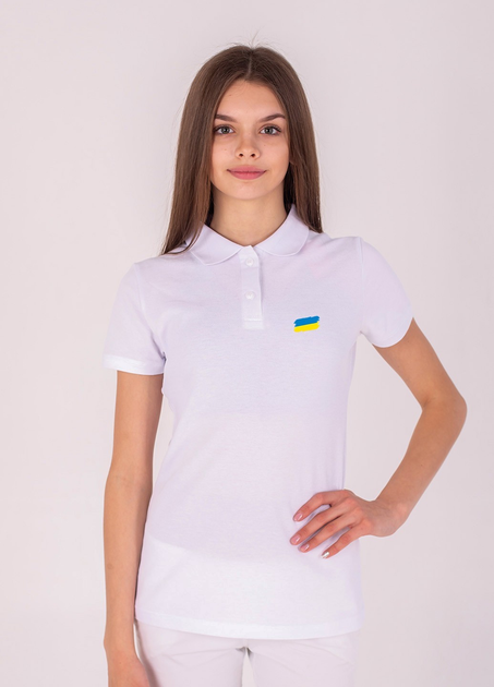 Футболка поло женская TvoePolo однотонная с флагом L Белое (5715-02l ...