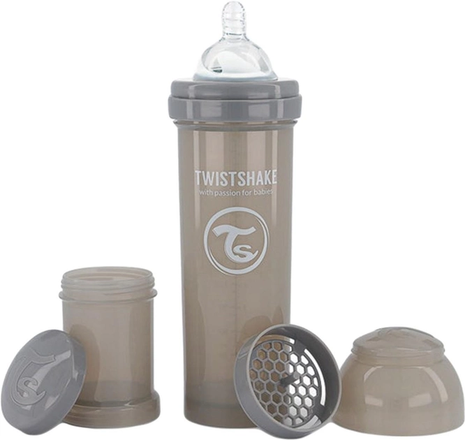Пляшка для годування антиколікова Twistshake із силіконовою соскою 330 мл сіра (7350083122667) - зображення 1