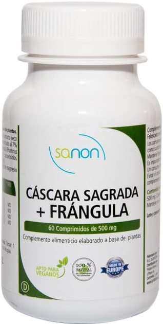 Дієтична добавка Sanon Cáscara Sagrada + Frángula 60 капсул по 500 мг (8436556086007) - зображення 1